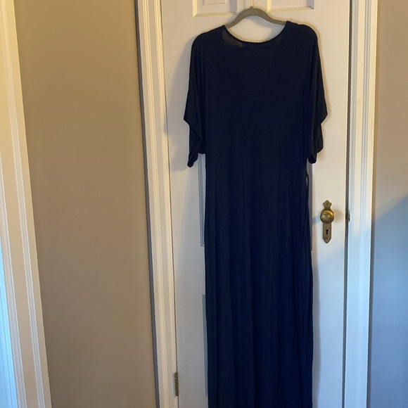 Motherhood Maternity Navy Blue Nursing Friendly Maxi dress waist tie. Size L - Picture 3 of 7